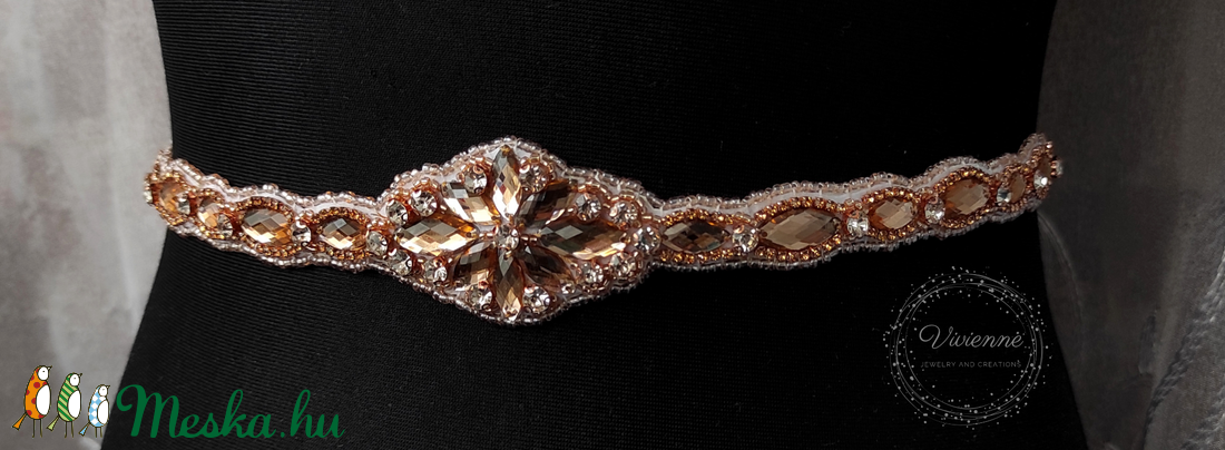 Zaya rosegold menyasszonyi öv - esküvő - kiegészítők - öv & pánt - Meska.hu