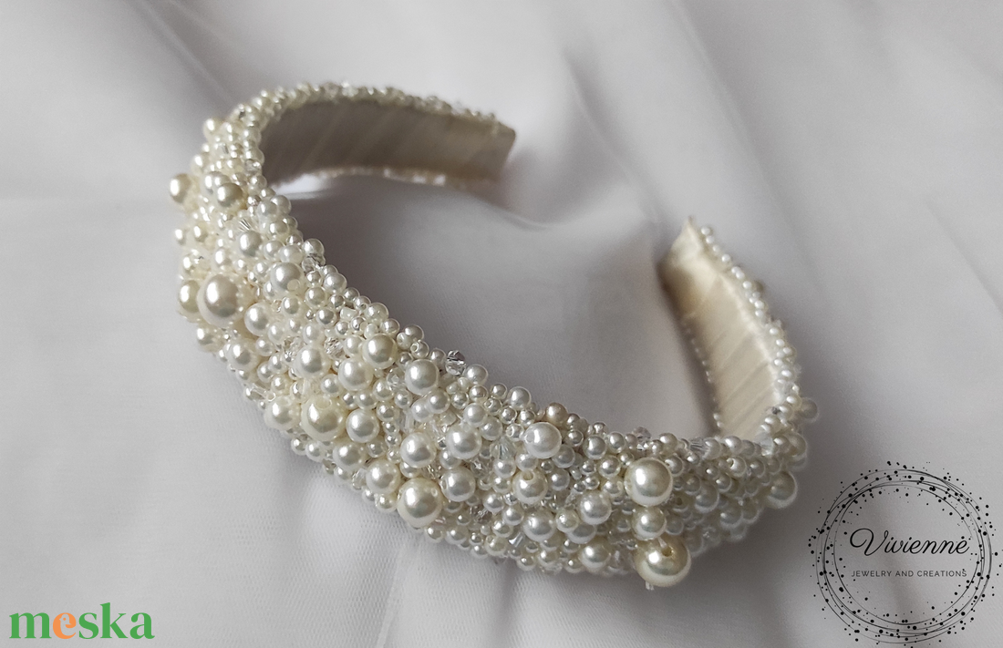 Amanda gyöngyös hajpánt - esküvő - hajdísz - hajpánt - Meska.hu