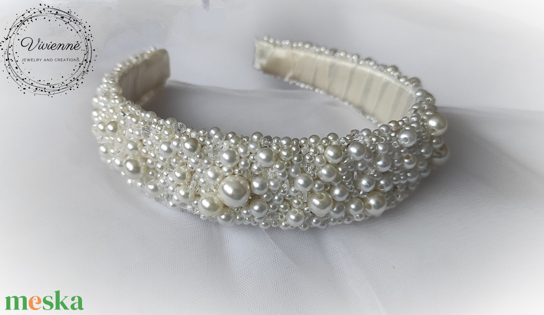 Amanda gyöngyös hajpánt - esküvő - hajdísz - hajpánt - Meska.hu