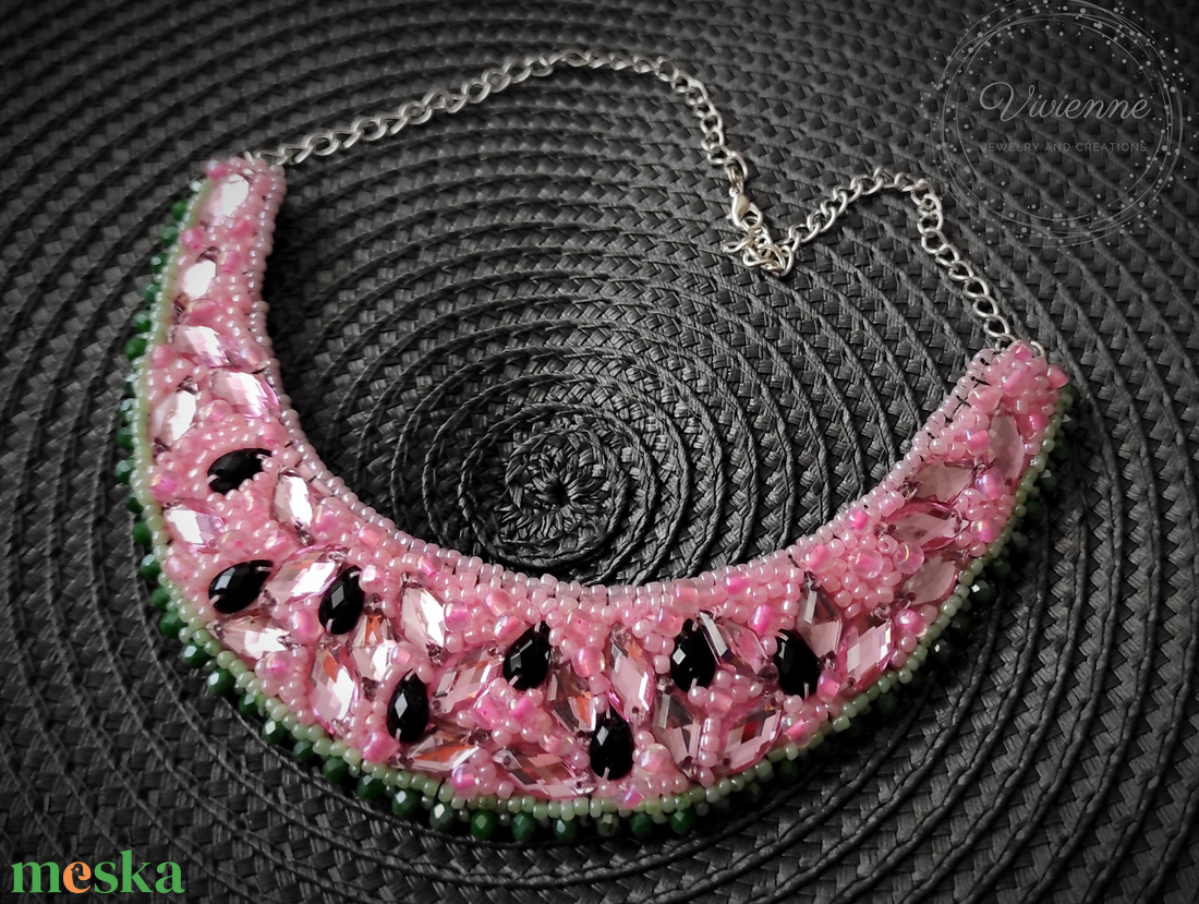 205. Watermelon sparkles - ékszer - nyaklánc - nyakpánt, gallér - Meska.hu 205. Watermelon sparkles - ékszer - nyaklánc - nyakpánt, gallér - Meska.hu
