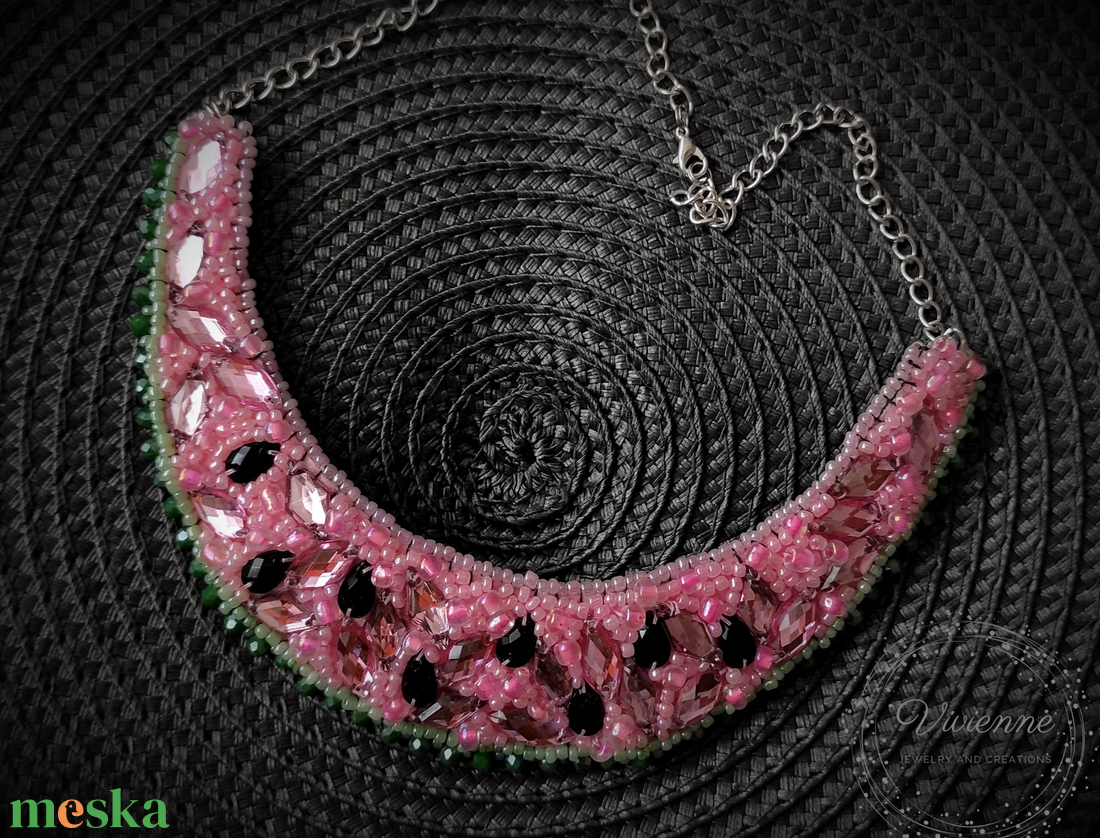 205. Watermelon sparkles - ékszer - nyaklánc - nyakpánt, gallér - Meska.hu 205. Watermelon sparkles - ékszer - nyaklánc - nyakpánt, gallér - Meska.hu