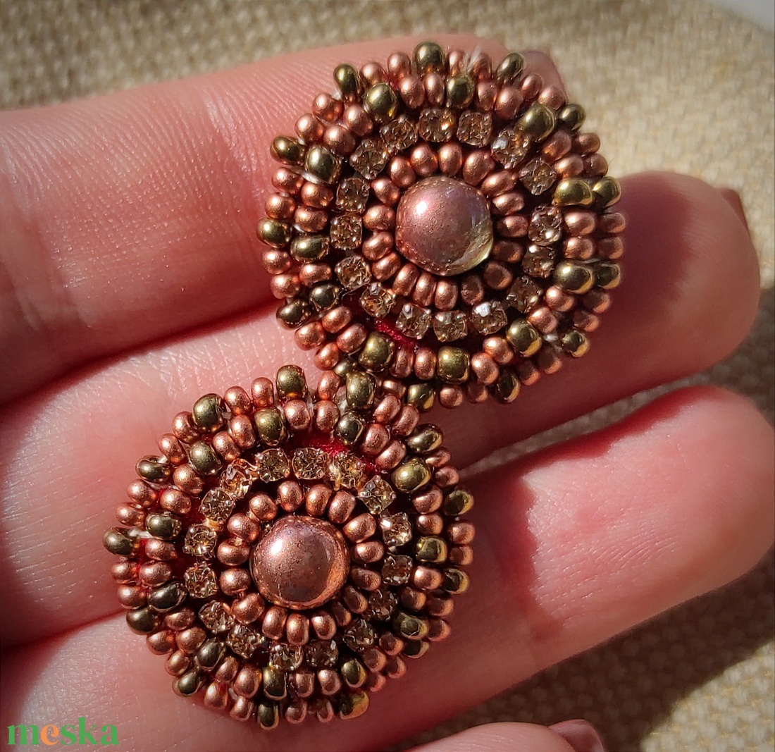 Bronze bright fülbevaló - ékszer - fülbevaló - pötty fülbevaló - Meska.hu