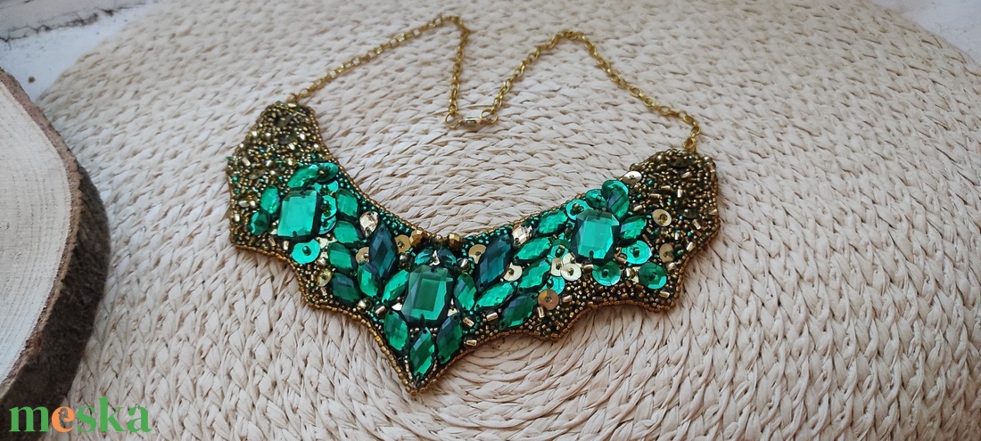 222. Golden Emerald alkalmi nyakék - ékszer - nyaklánc - statement nyaklánc - Meska.hu 222. Golden Emerald alkalmi nyakék - ékszer - nyaklánc - statement nyaklánc - Meska.hu