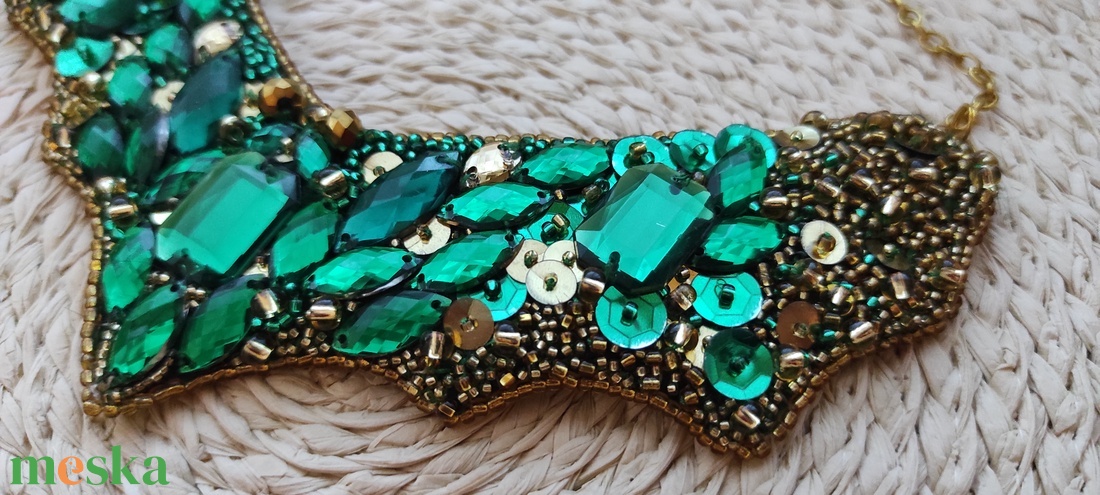 222. Golden Emerald alkalmi nyakék - ékszer - nyaklánc - statement nyaklánc - Meska.hu 222. Golden Emerald alkalmi nyakék - ékszer - nyaklánc - statement nyaklánc - Meska.hu