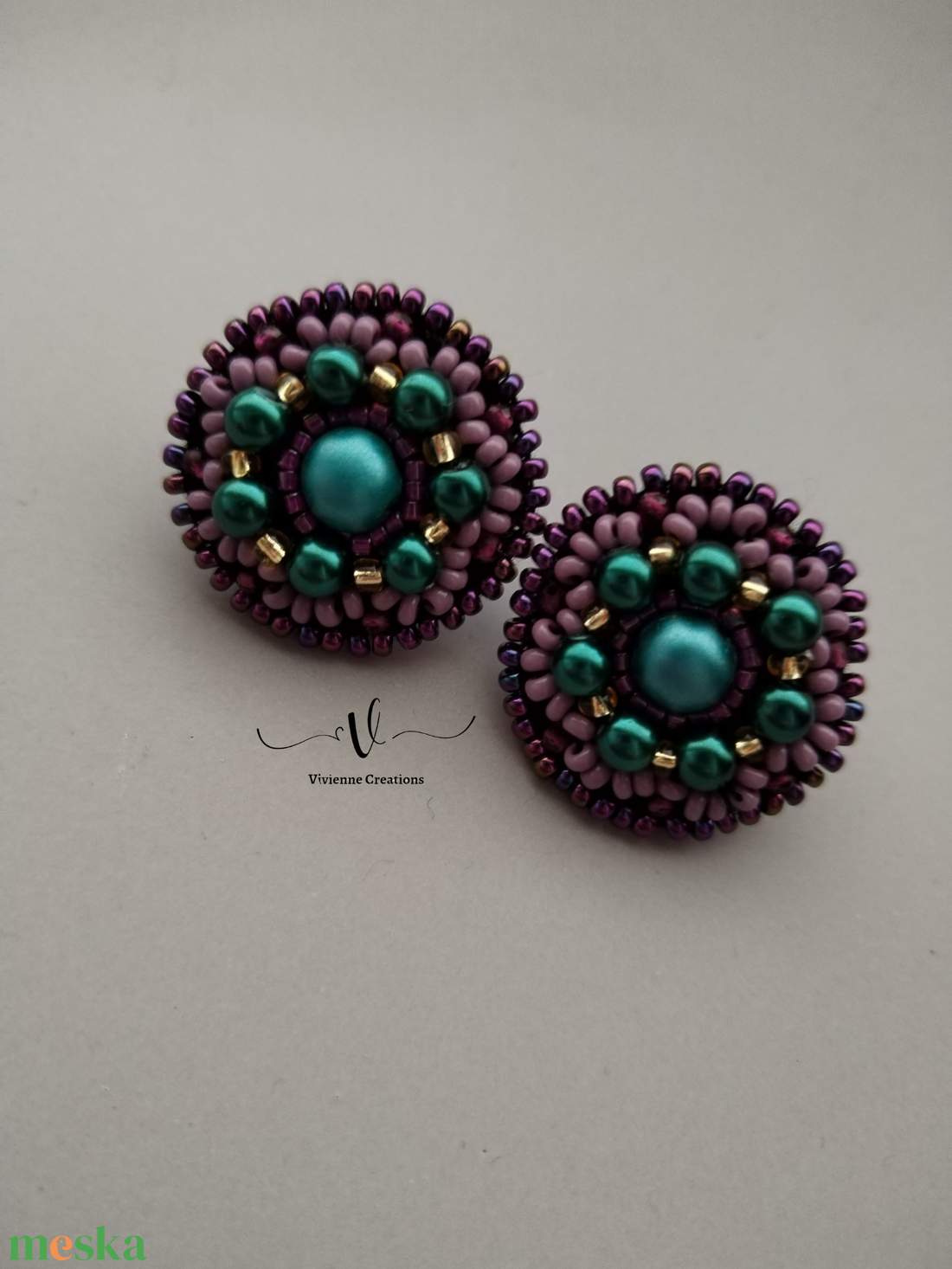 Peacock vibes fülbevaló - ékszer - fülbevaló - pötty fülbevaló - Meska.hu