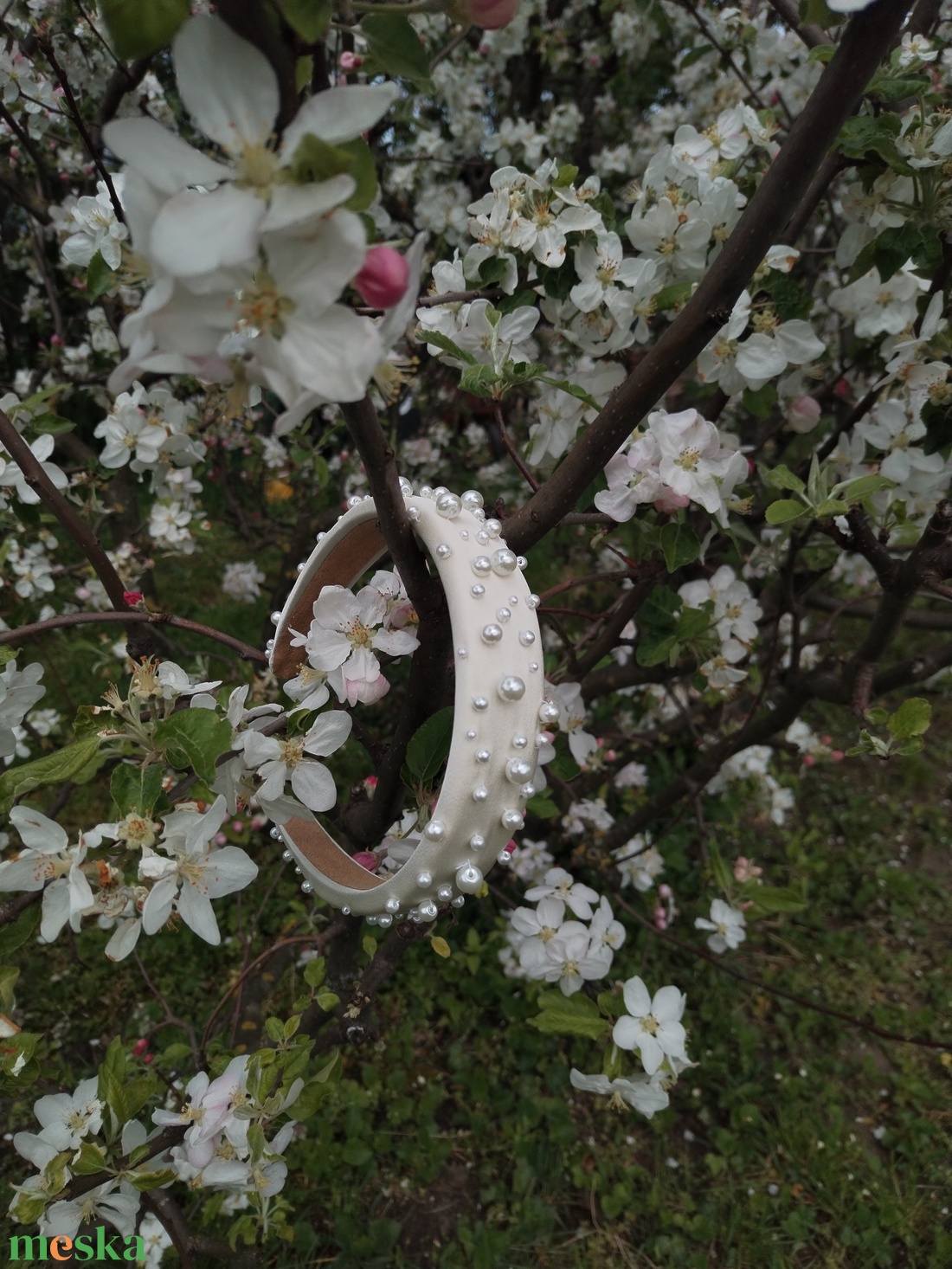 Gyöngyös hajpánt - esküvő - hajdísz - hajpánt - Meska.hu