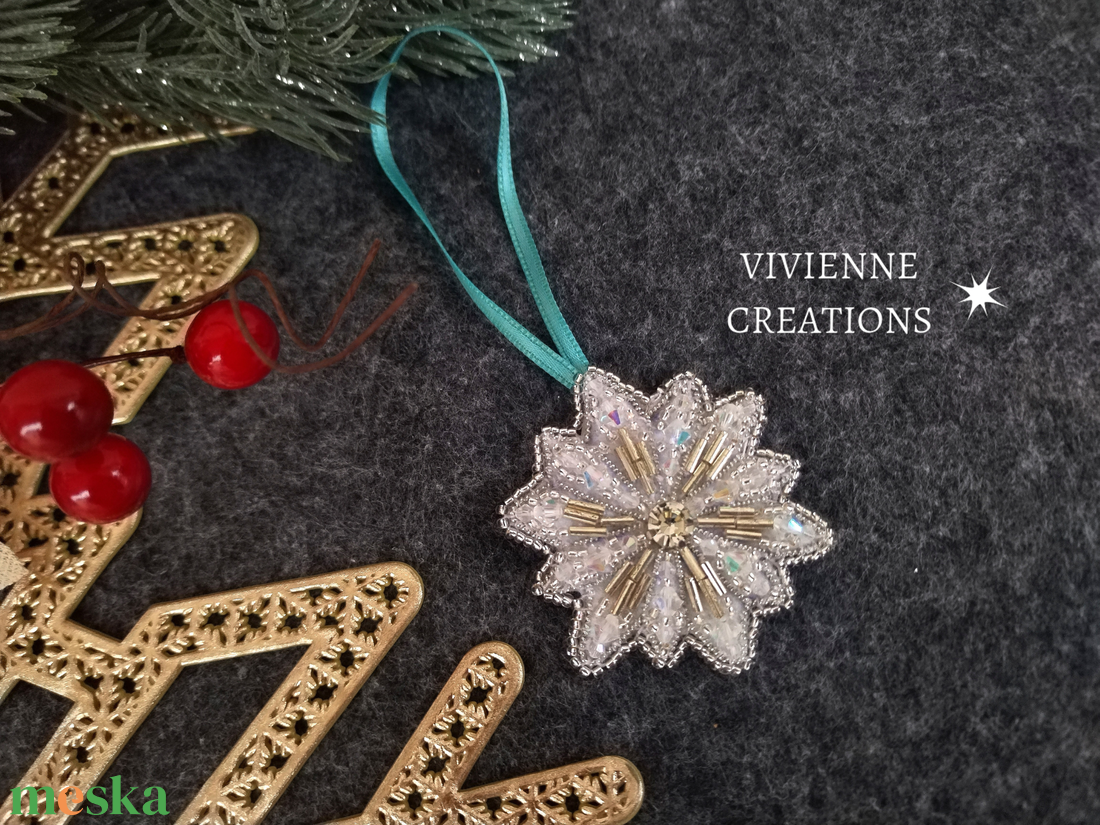 Hópehely karácsonyi dísz - karácsony - karácsonyi lakásdekoráció - karácsonyfadíszek - Meska.hu