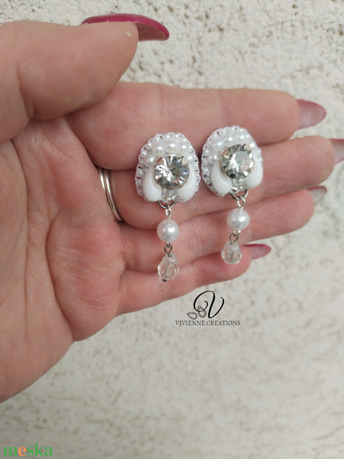 Stella fülbevaló - esküvő - ékszer - fülbevaló - Meska.hu