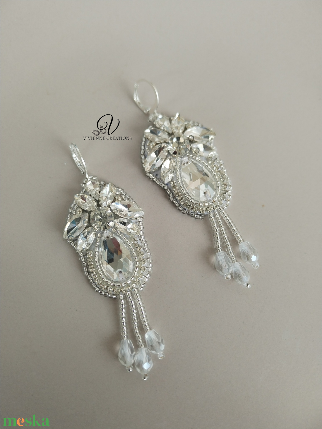 Evangeline strasszköves fülbevaló - ékszer - fülbevaló - lógó fülbevaló - Meska.hu