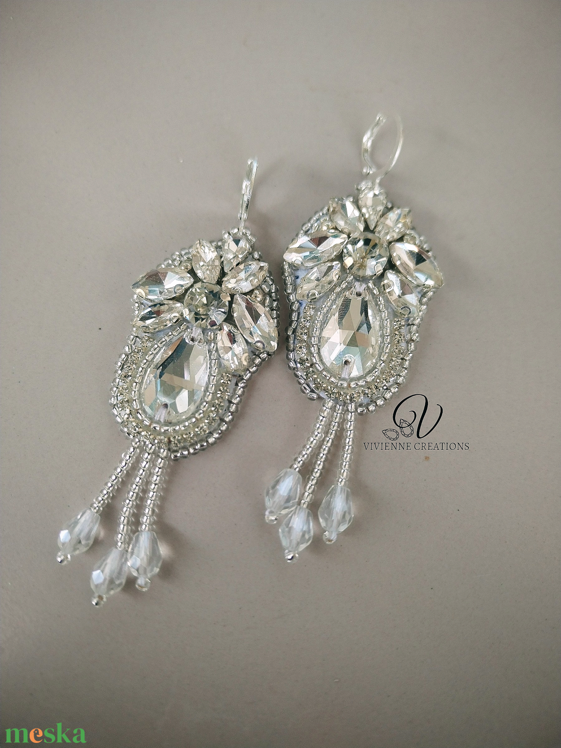 Evangeline strasszköves fülbevaló - ékszer - fülbevaló - lógó fülbevaló - Meska.hu