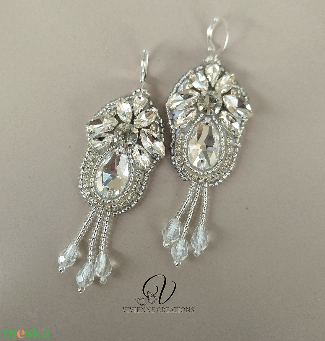Evangeline strasszköves fülbevaló - ékszer - fülbevaló - lógó fülbevaló - Meska.hu