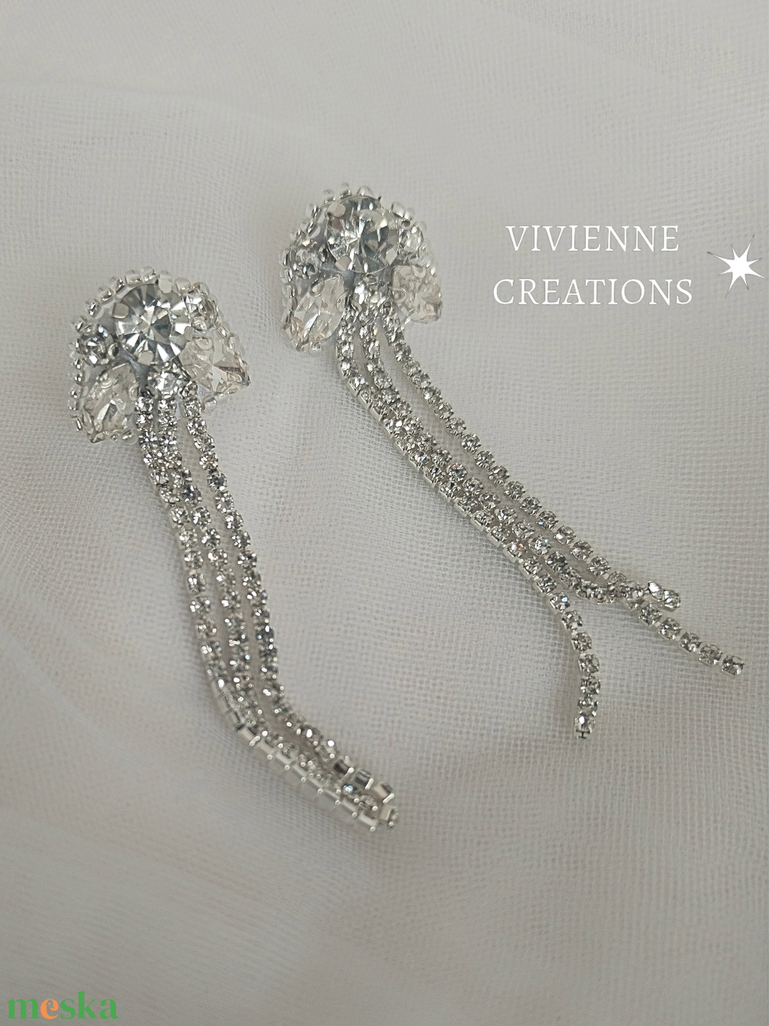 Tierra strasszköves fülbevaló - ékszer - fülbevaló - lógó fülbevaló - Meska.hu