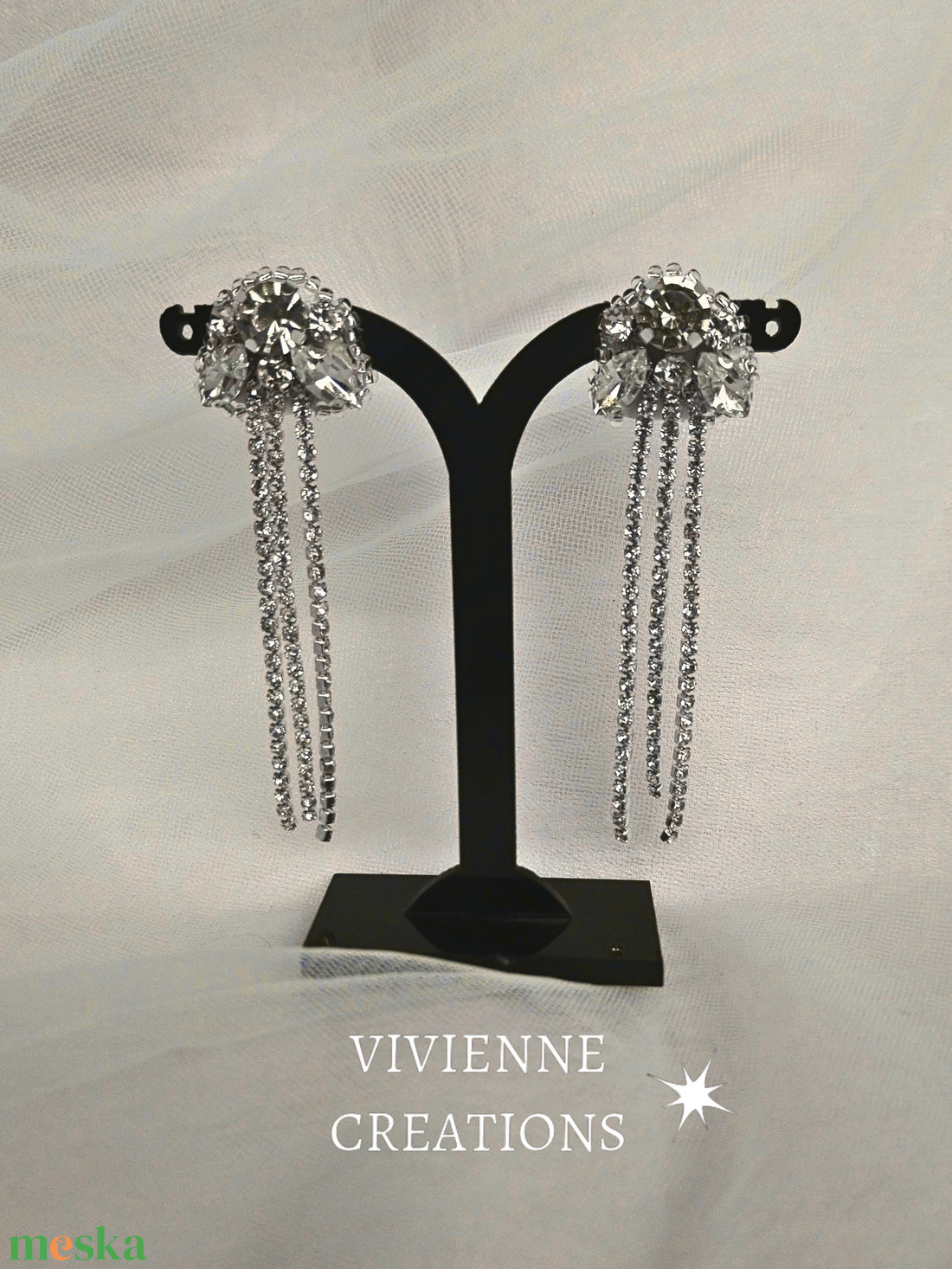 Tierra strasszköves fülbevaló - ékszer - fülbevaló - lógó fülbevaló - Meska.hu