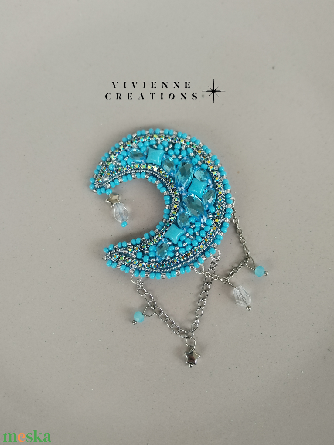 Moon Era bross kék - ékszer - kitűző és bross - Meska.hu