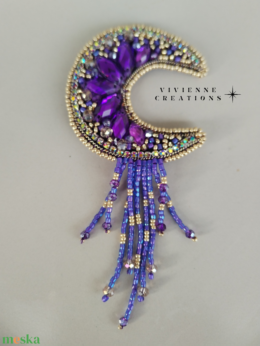 Moon Era bross lila - ékszer - kitűző és bross - Meska.hu