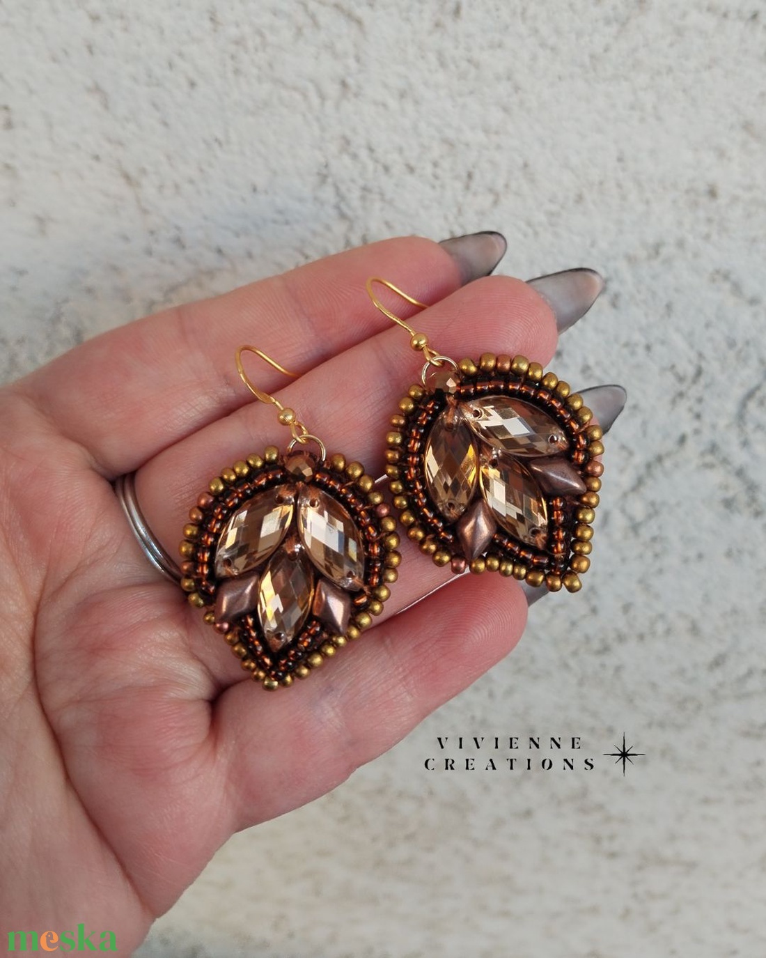 Nyx fülbevaló barna - ékszer - fülbevaló - lógó fülbevaló - Meska.hu