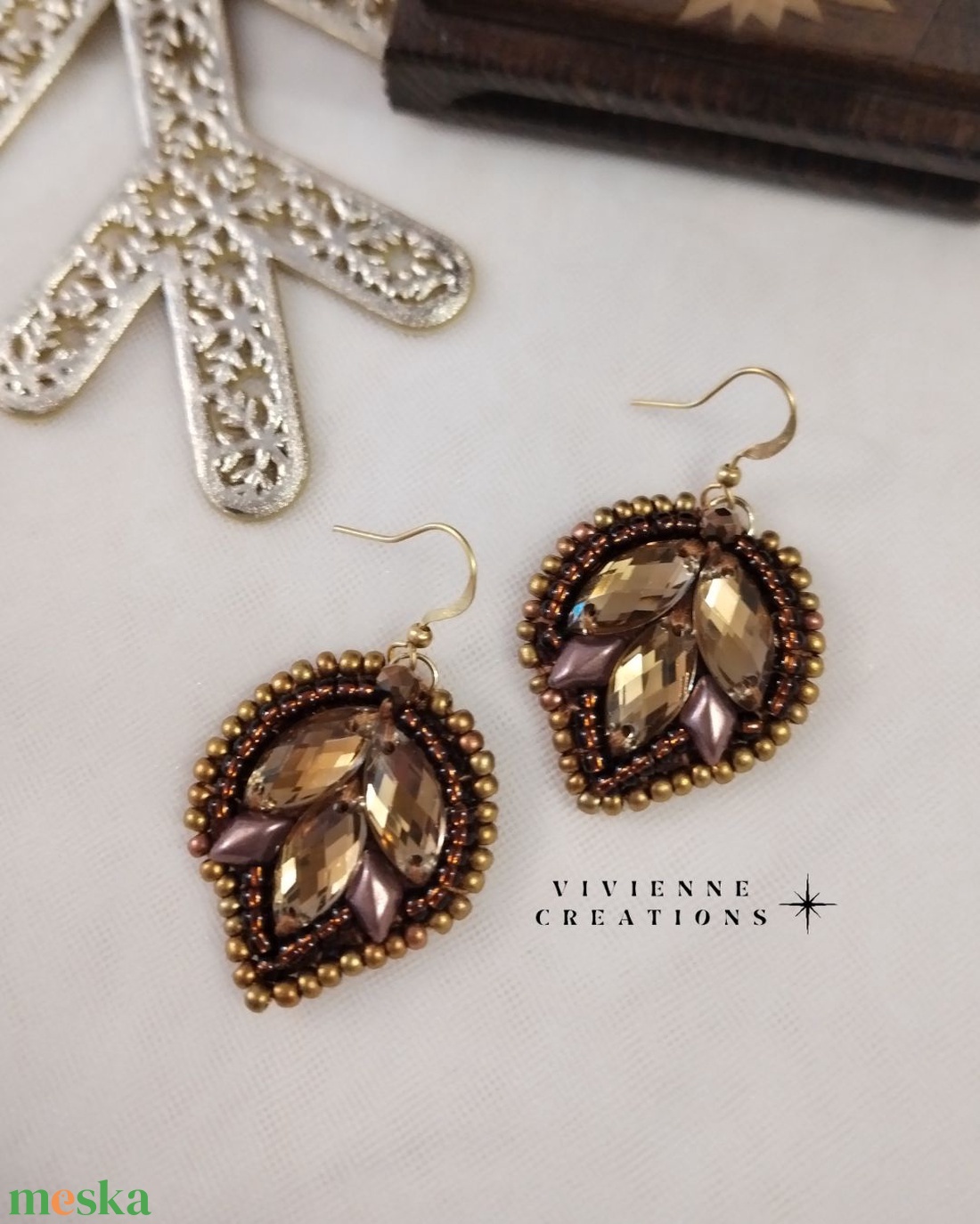 Nyx fülbevaló barna - ékszer - fülbevaló - lógó fülbevaló - Meska.hu