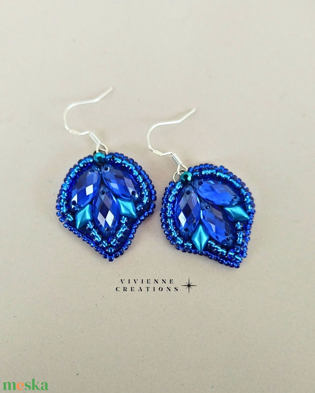 Királykék Nyx fülbevaló - ékszer - fülbevaló - lógó fülbevaló - Meska.hu