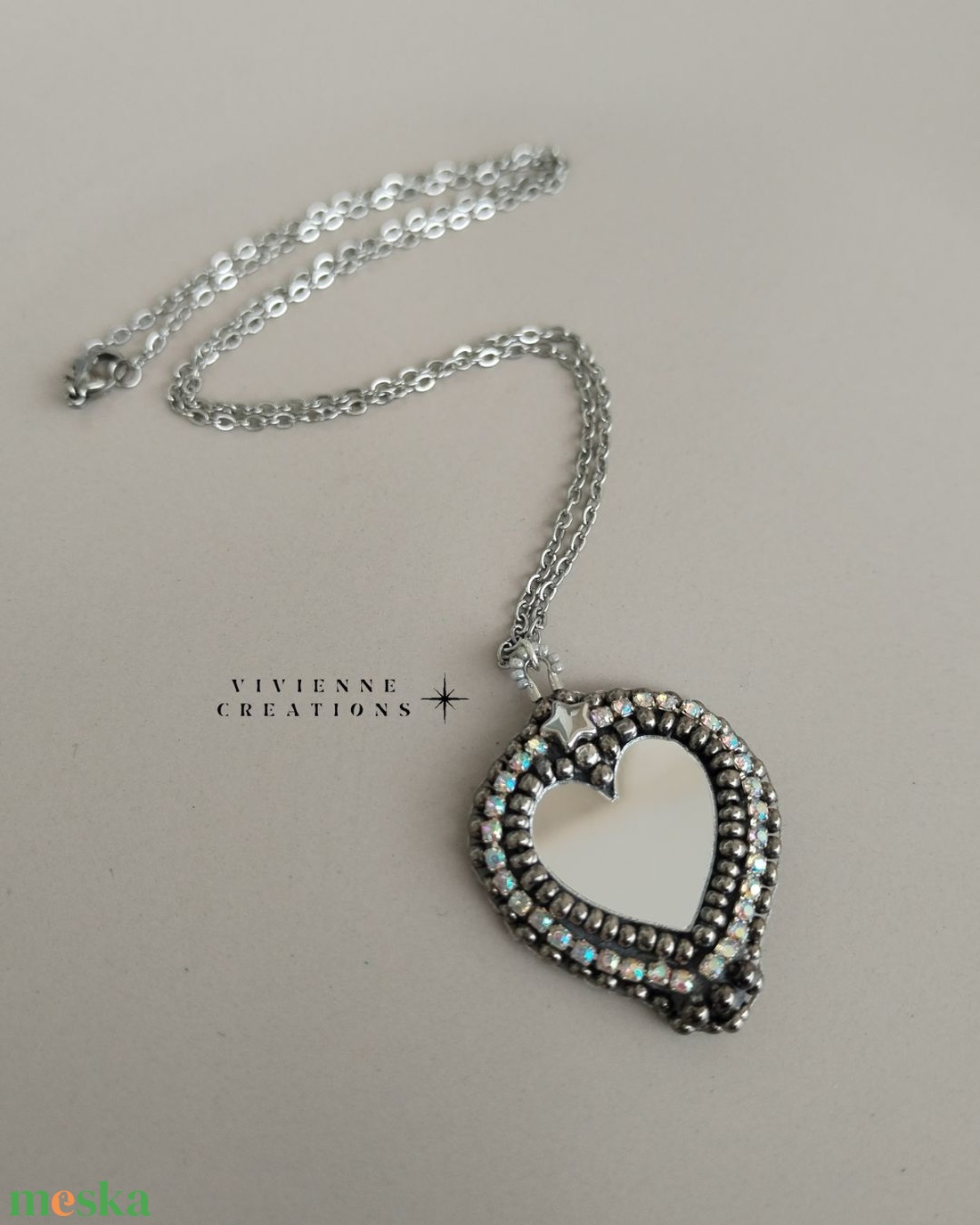 Xénia tükrös nyaklánc - ékszer - nyaklánc - medálos nyaklánc - Meska.hu