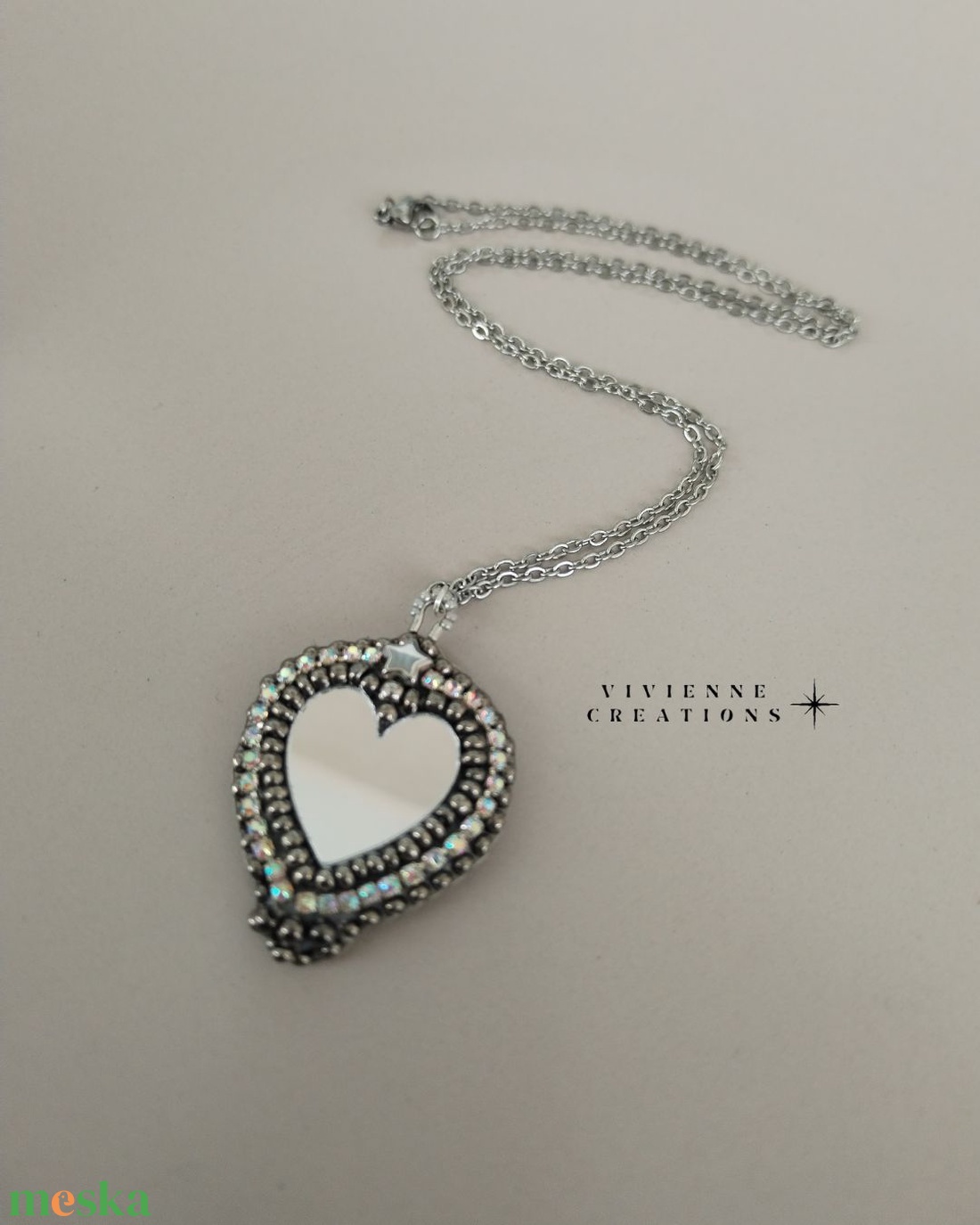 Xénia tükrös nyaklánc - ékszer - nyaklánc - medálos nyaklánc - Meska.hu
