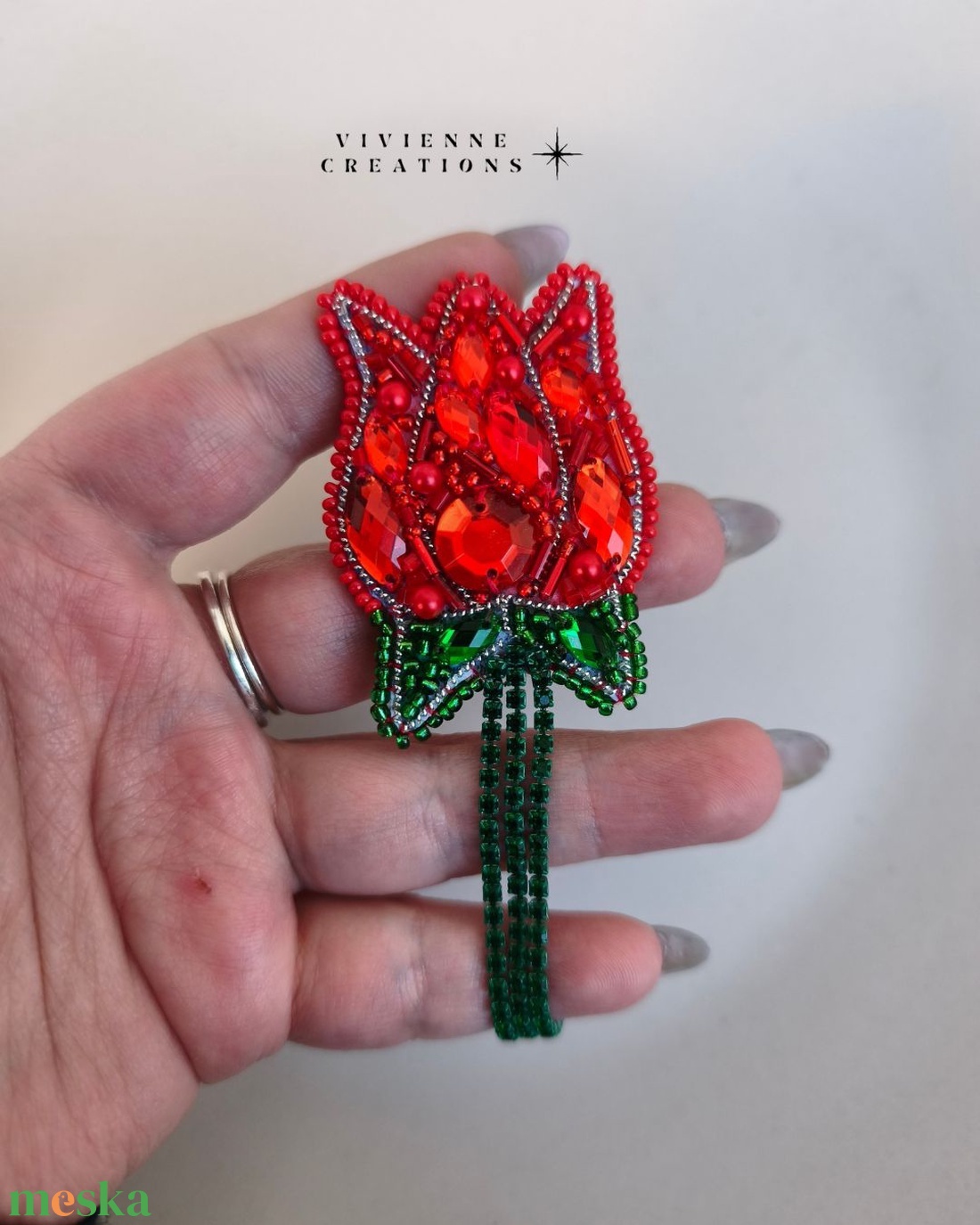 Tulipán bross  - ékszer - kitűző és bross - Meska.hu