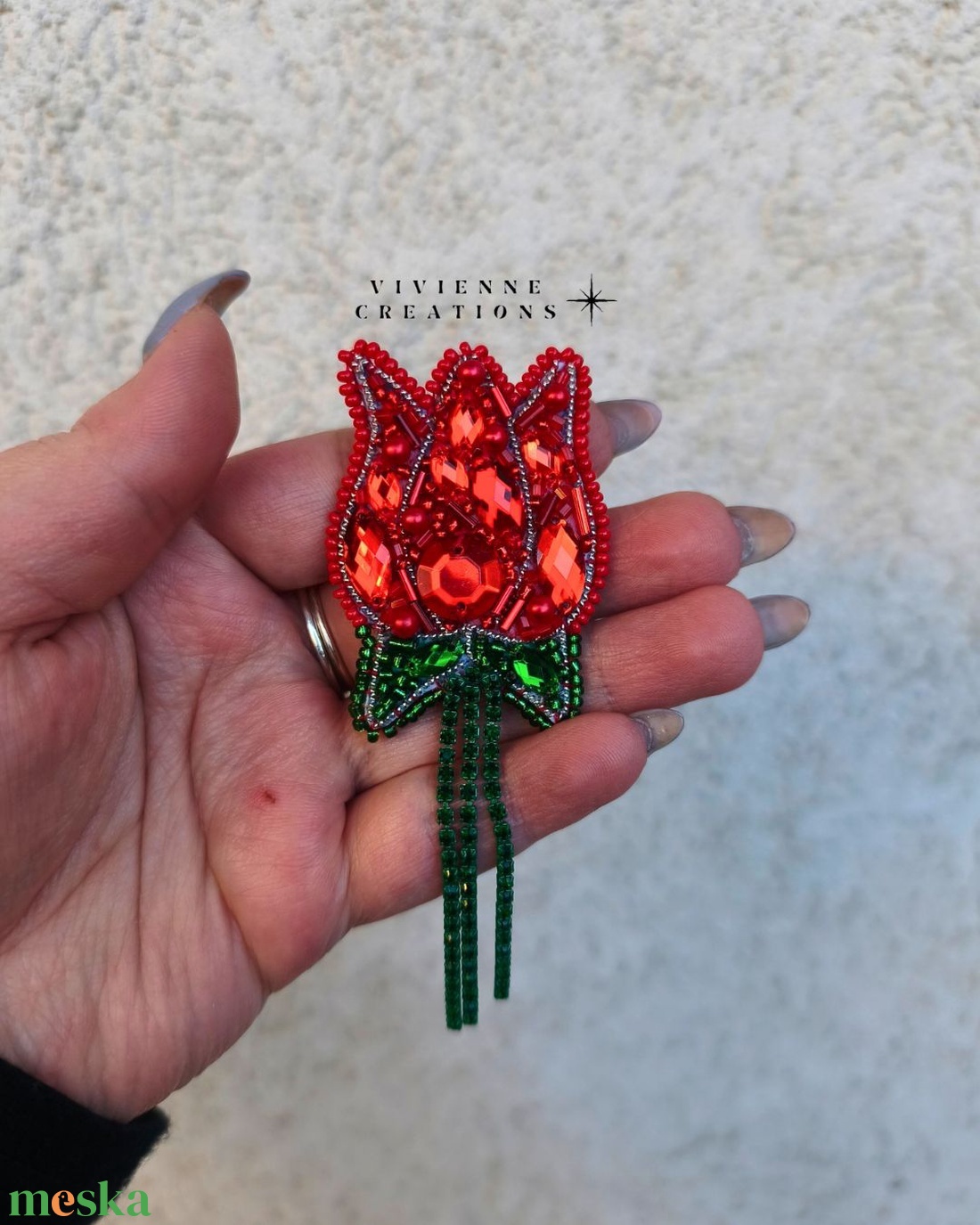 Tulipán bross  - ékszer - kitűző és bross - Meska.hu