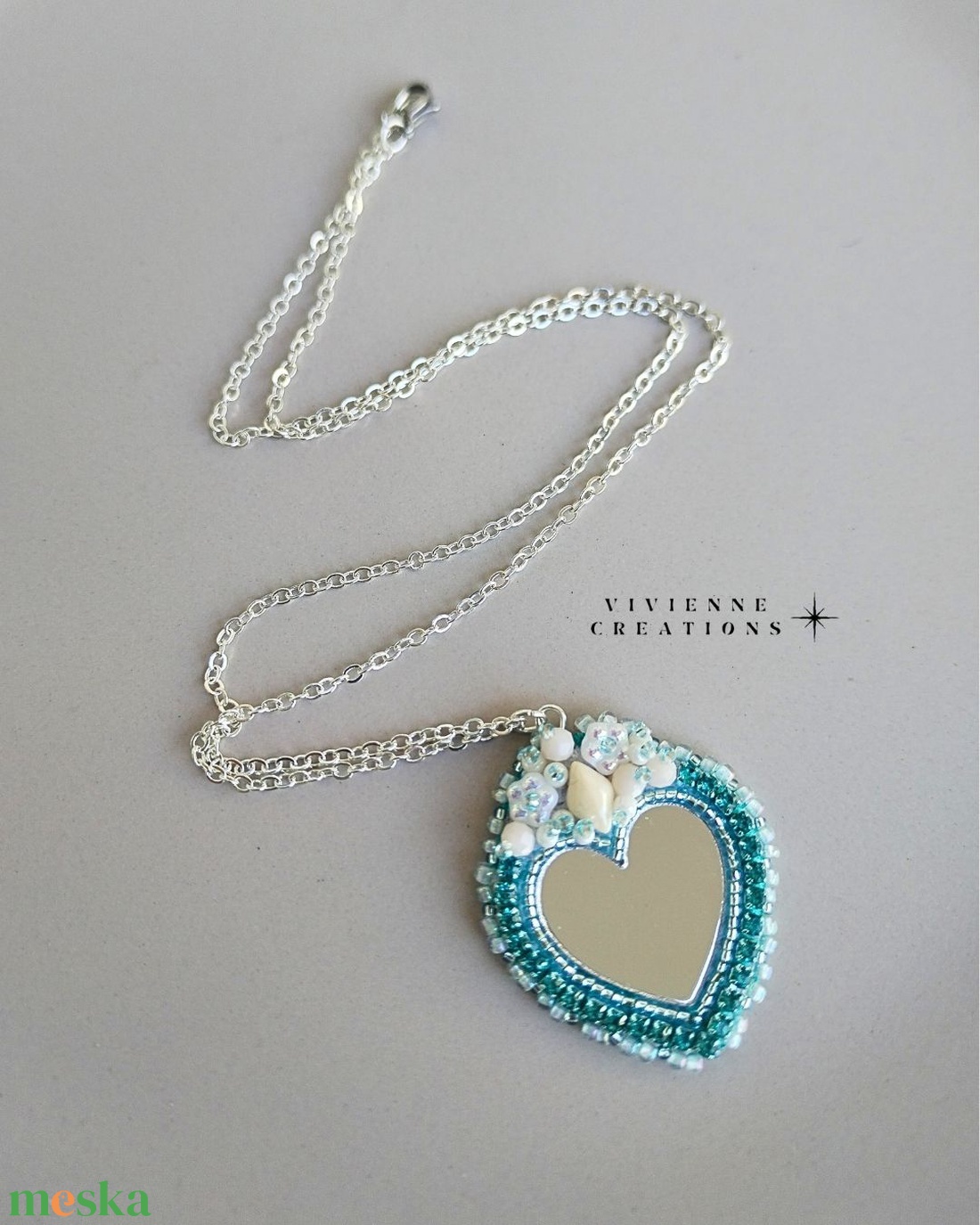 Nadine kék nyaklánc - ékszer - nyaklánc - medálos nyaklánc - Meska.hu