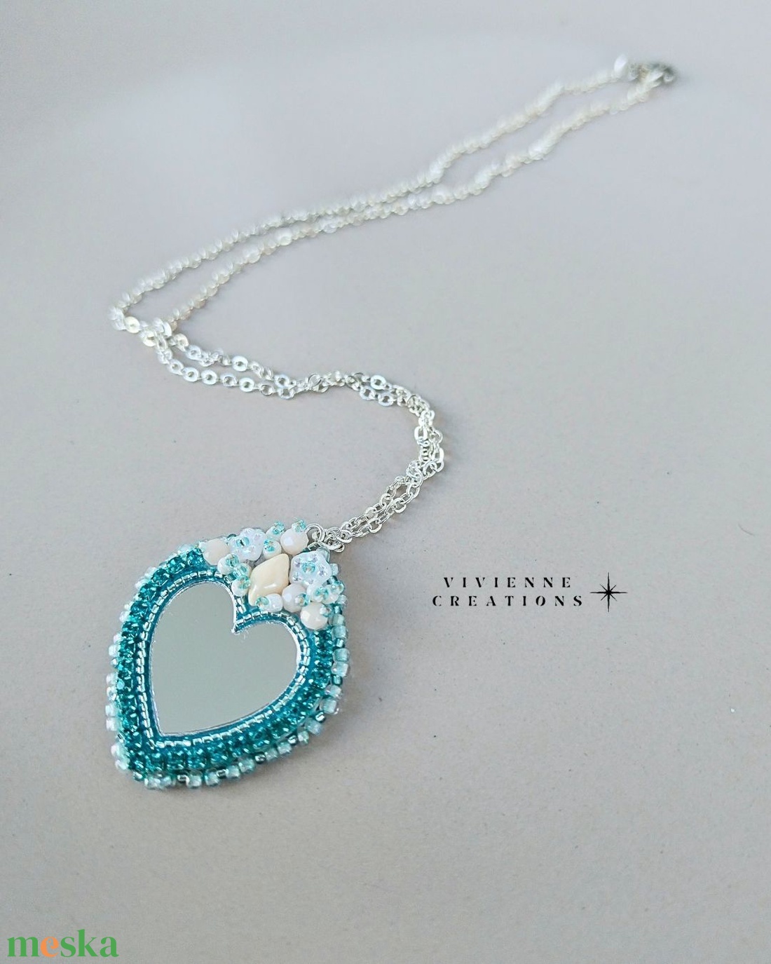 Nadine kék nyaklánc - ékszer - nyaklánc - medálos nyaklánc - Meska.hu