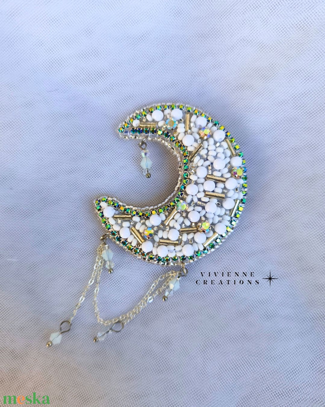 White Moon bross - ékszer - kitűző és bross - Meska.hu