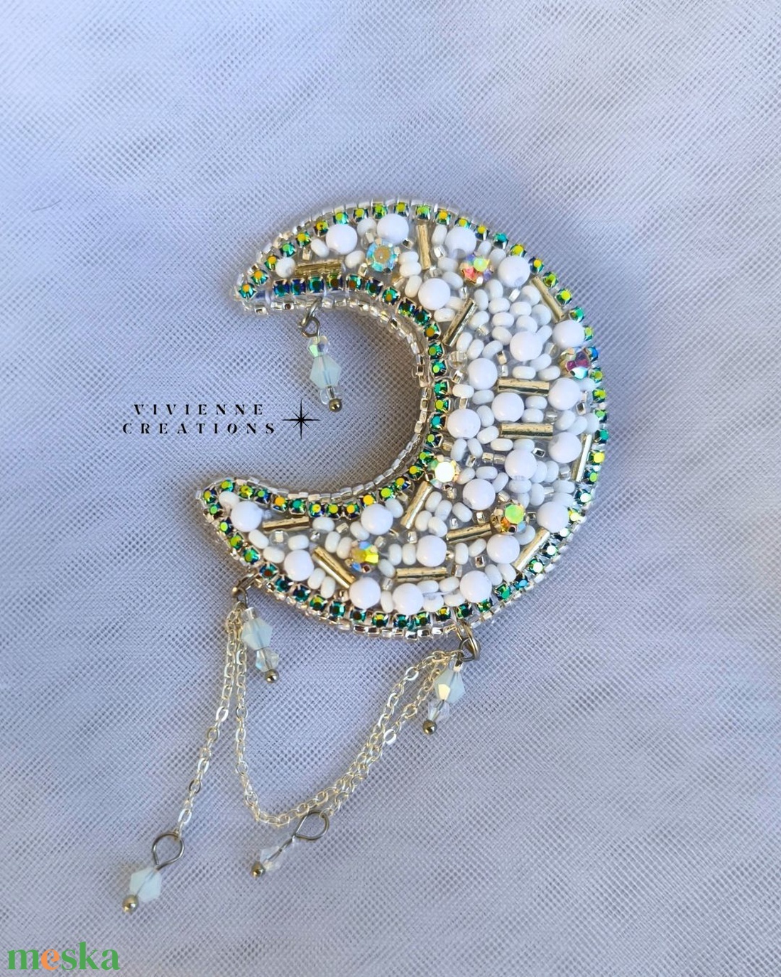 White Moon bross - ékszer - kitűző és bross - Meska.hu