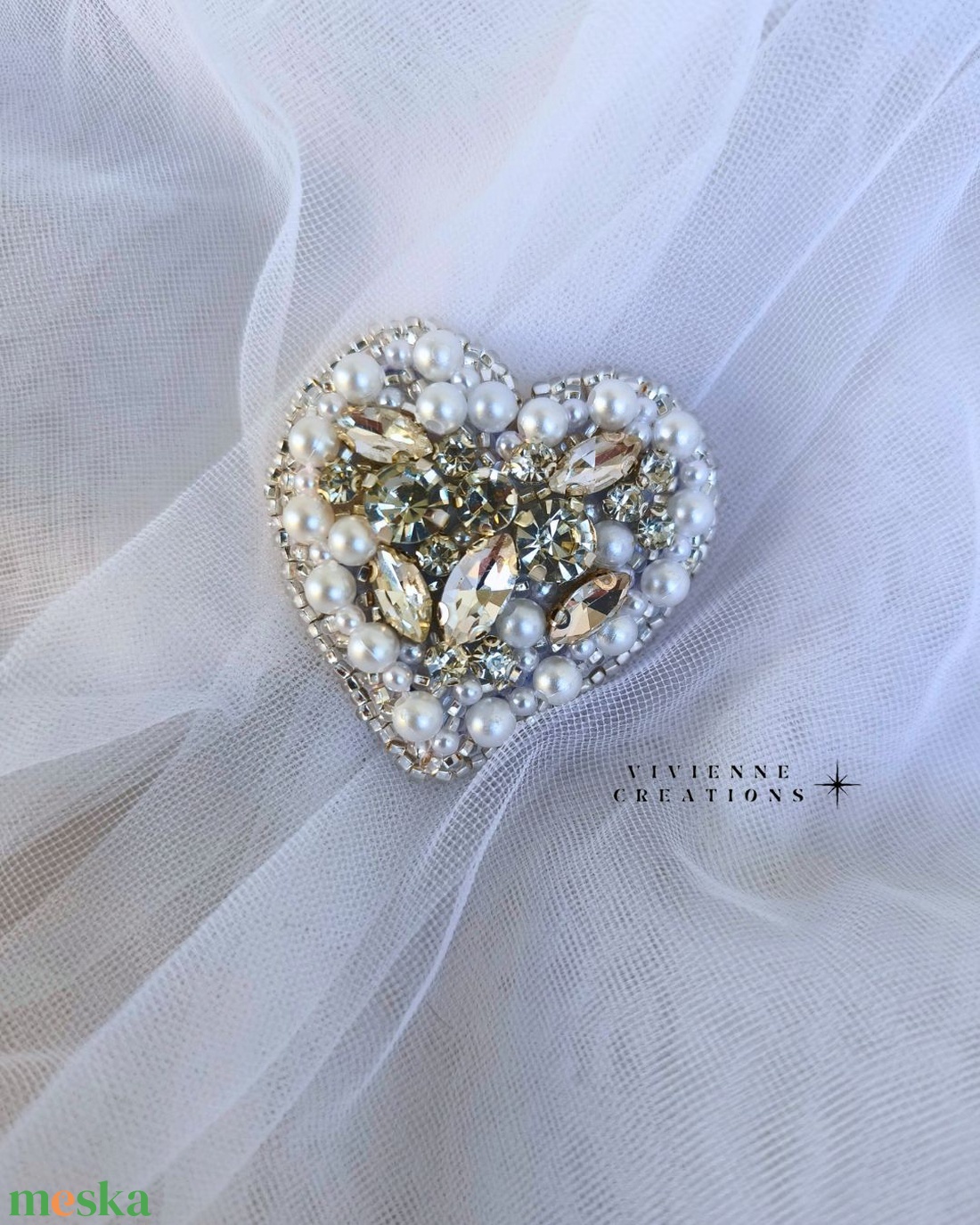 Crystal Heart bross - ékszer - kitűző és bross - Meska.hu