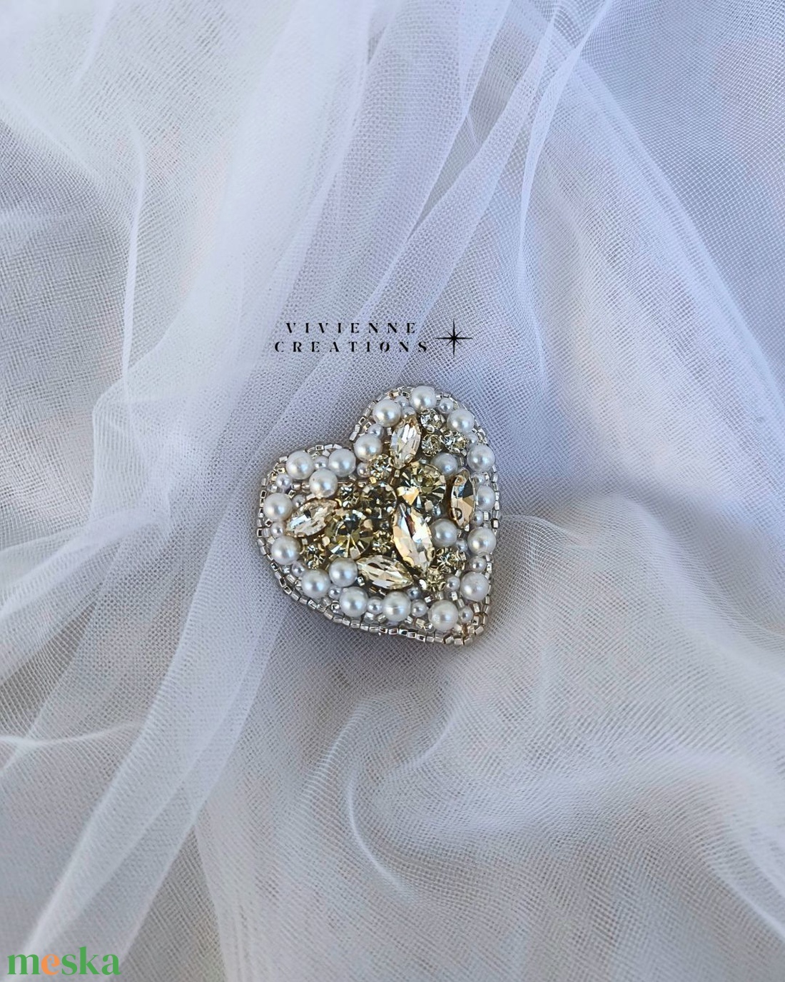 Crystal Heart bross - ékszer - kitűző és bross - Meska.hu