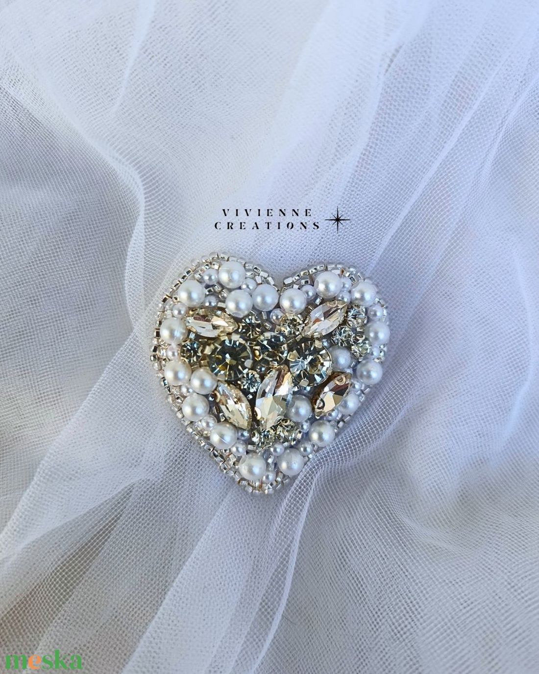 Crystal Heart bross - ékszer - kitűző és bross - Meska.hu