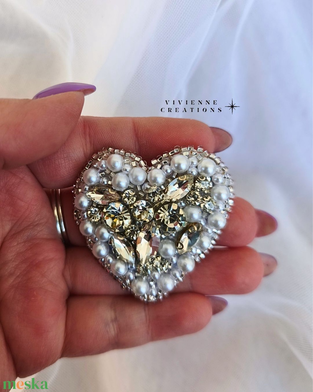 Crystal Heart bross - ékszer - kitűző és bross - Meska.hu