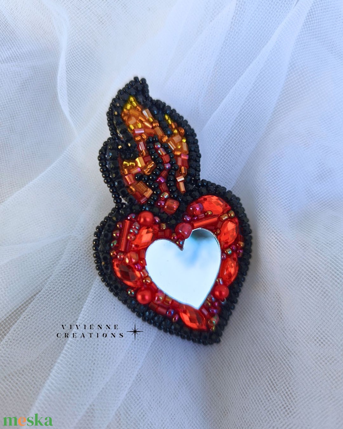 Fire Heart bross - ékszer - kitűző és bross - Meska.hu