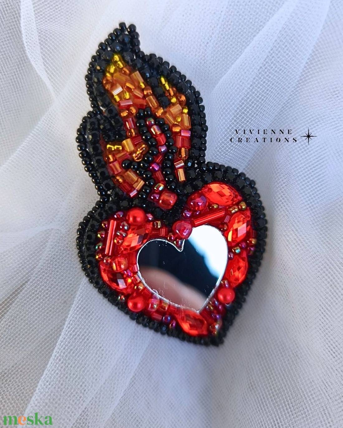 Fire Heart bross - ékszer - kitűző és bross - Meska.hu