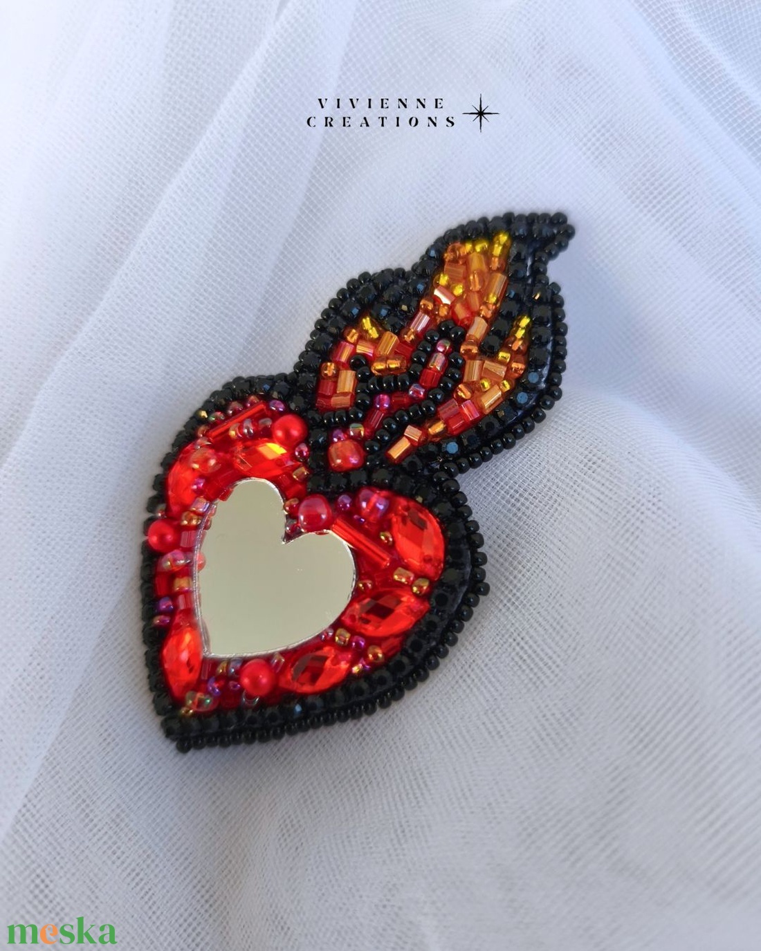Fire Heart bross - ékszer - kitűző és bross - Meska.hu