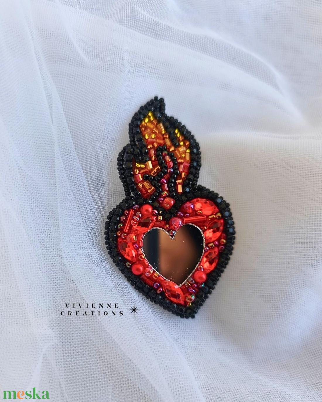 Fire Heart bross - ékszer - kitűző és bross - Meska.hu
