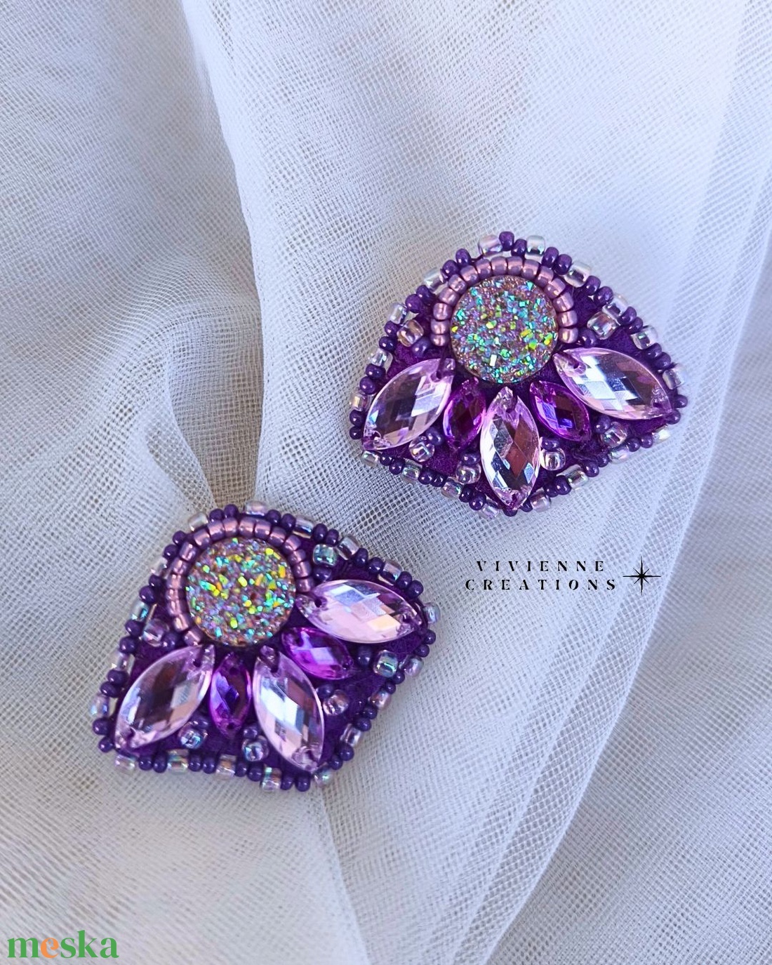 Lilac füli - ékszer - fülbevaló - pötty fülbevaló - Meska.hu