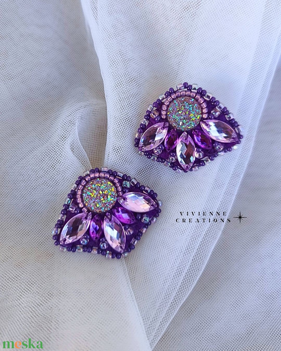 Lilac füli - ékszer - fülbevaló - pötty fülbevaló - Meska.hu