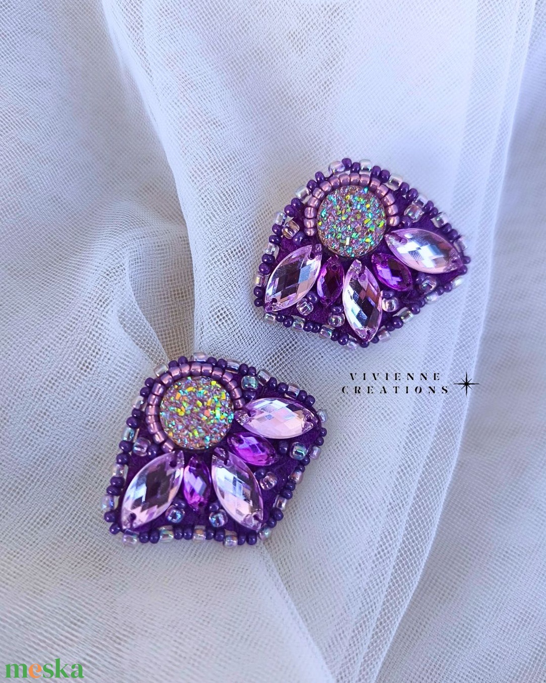 Lilac füli - ékszer - fülbevaló - pötty fülbevaló - Meska.hu