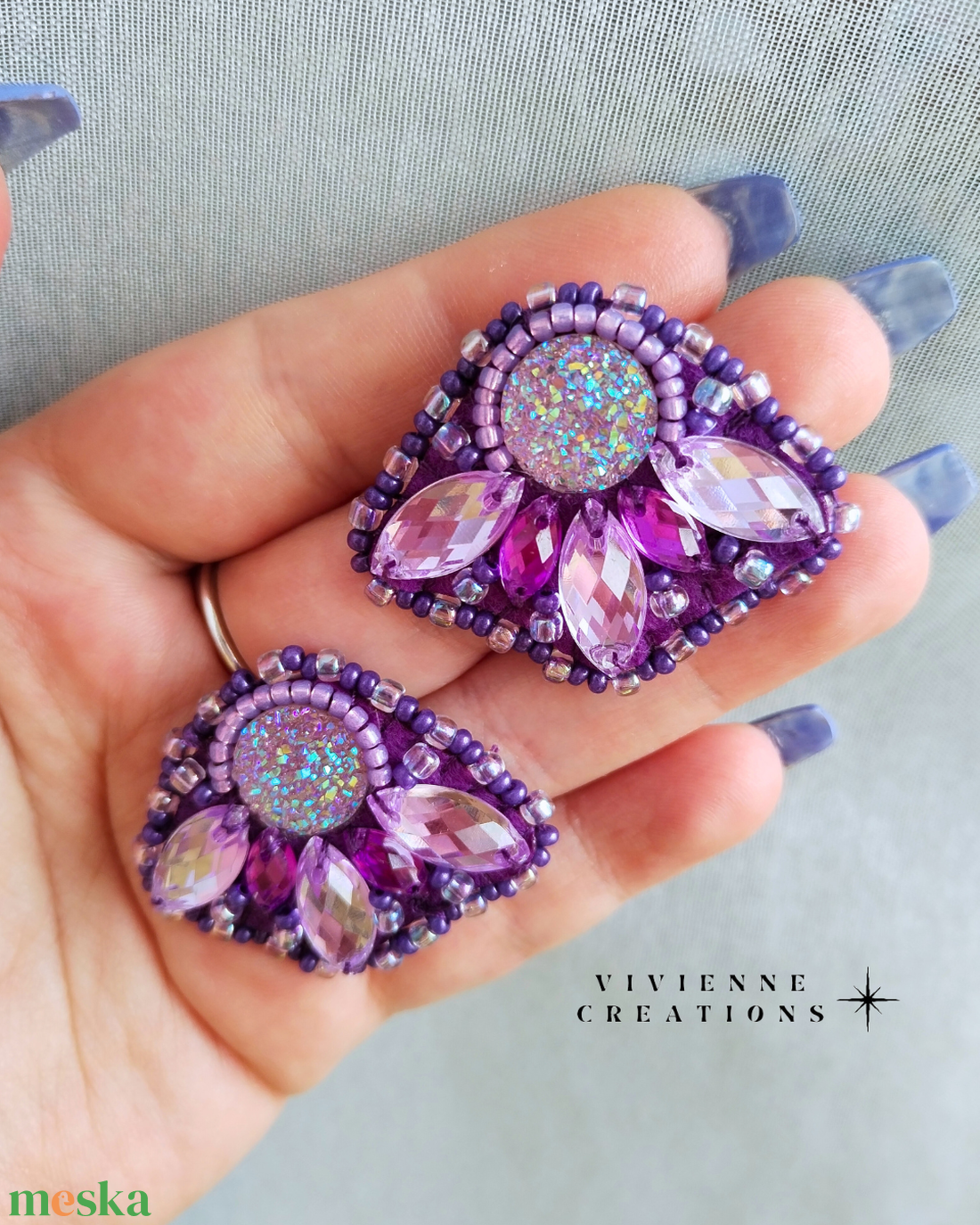 Lilac füli - ékszer - fülbevaló - pötty fülbevaló - Meska.hu