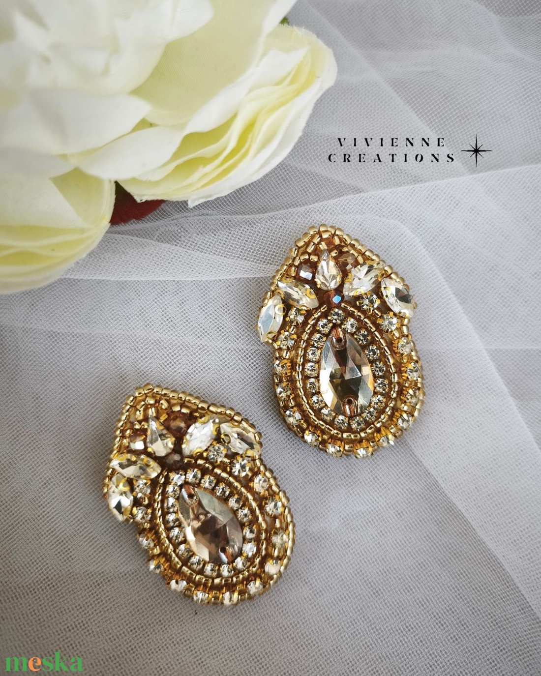 Adeline fülbevaló - ékszer - fülbevaló - pötty fülbevaló - Meska.hu