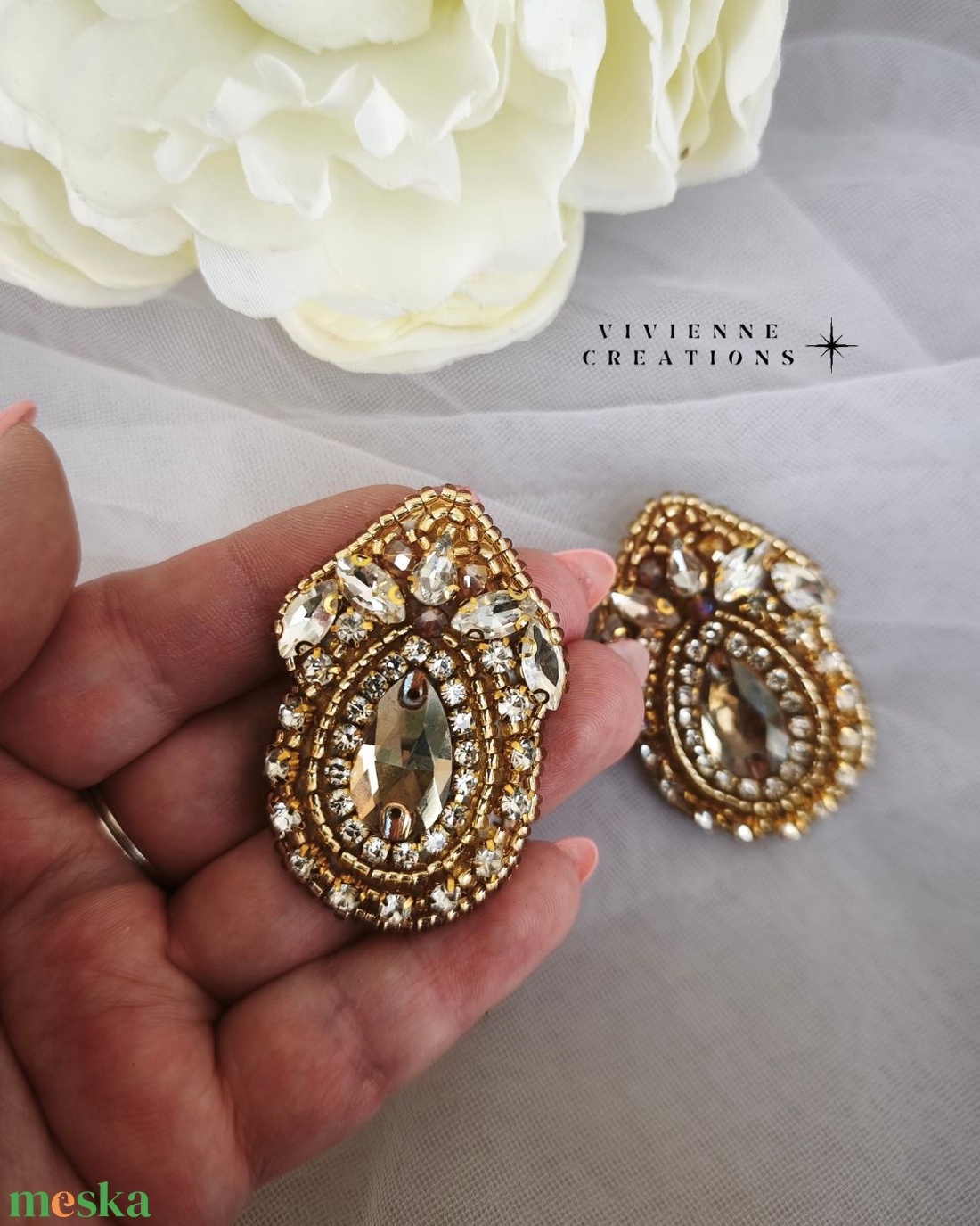 Adeline fülbevaló - ékszer - fülbevaló - pötty fülbevaló - Meska.hu