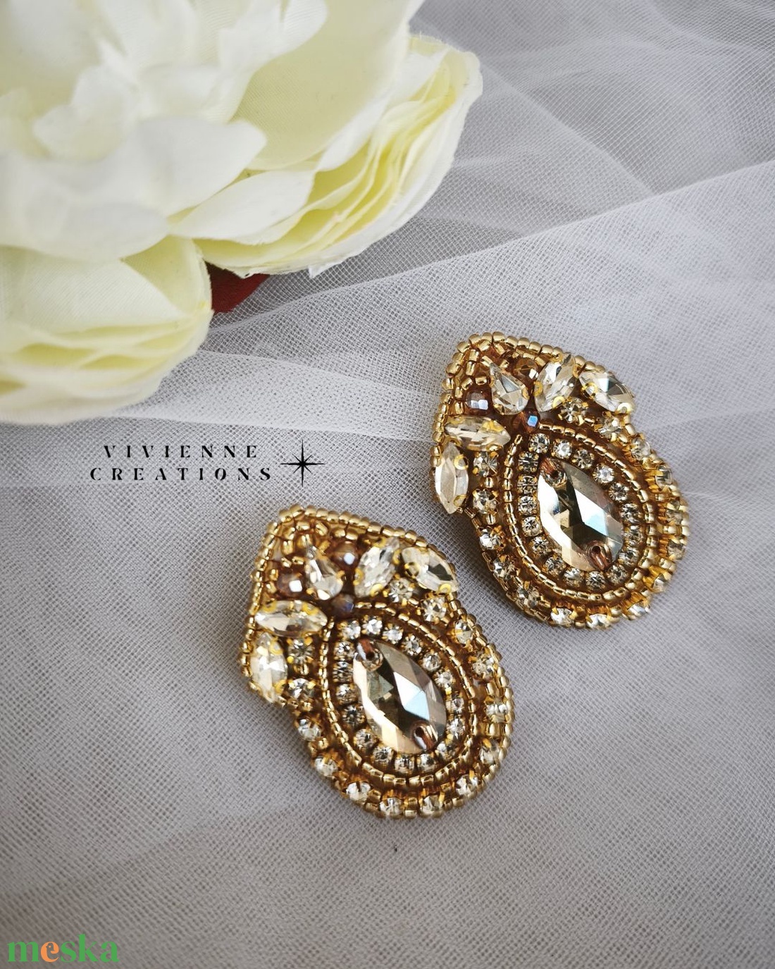 Adeline fülbevaló - ékszer - fülbevaló - pötty fülbevaló - Meska.hu