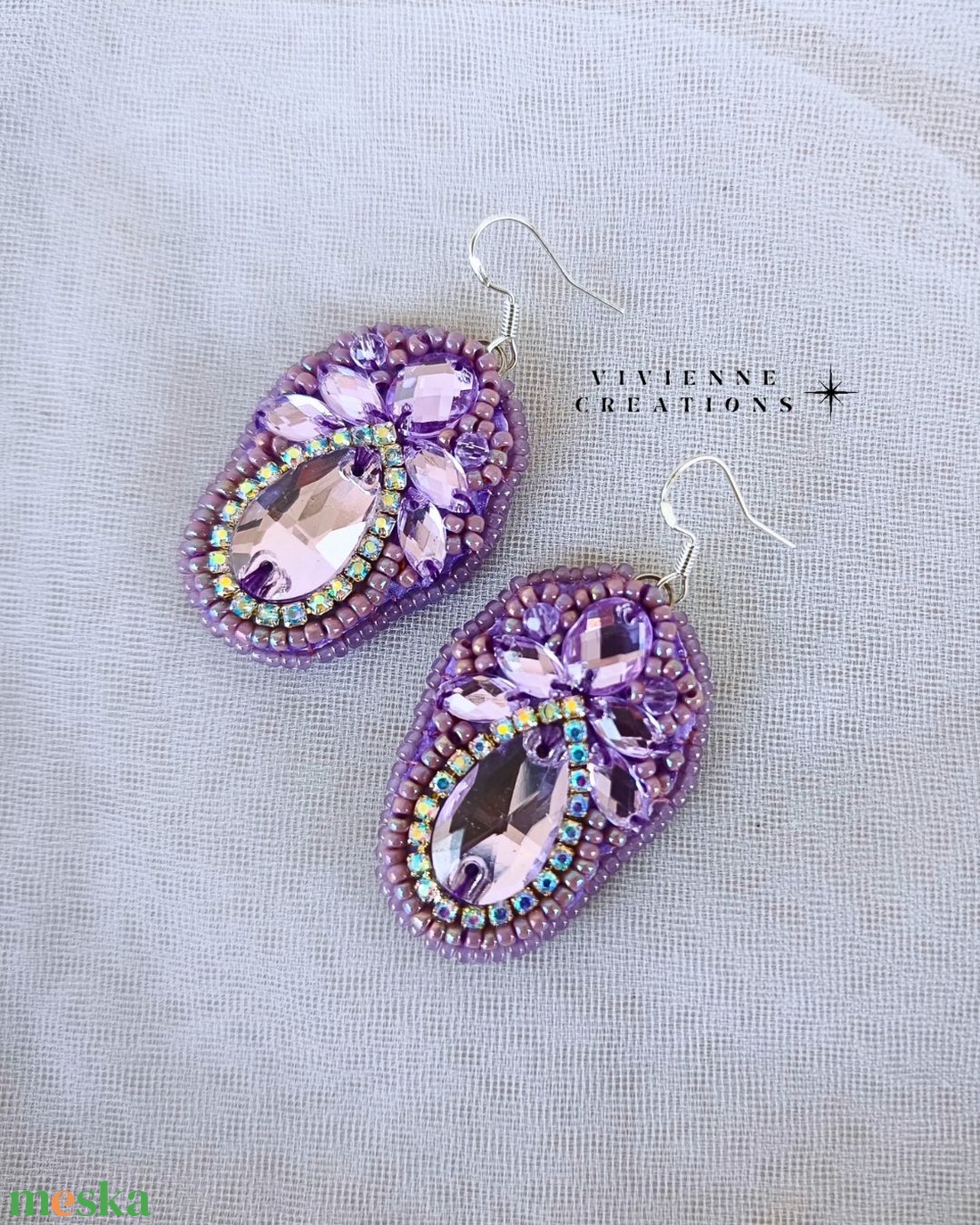 Lavender fülbevaló - ékszer - fülbevaló - lógó csepp fülbevaló - Meska.hu