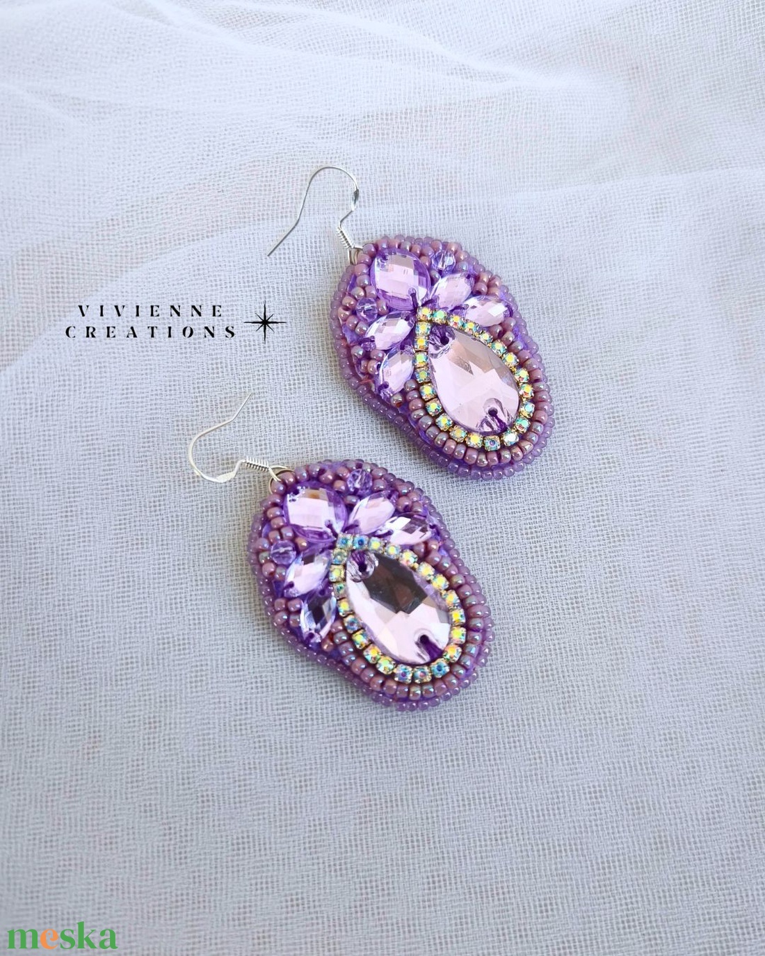 Lavender fülbevaló - ékszer - fülbevaló - lógó csepp fülbevaló - Meska.hu