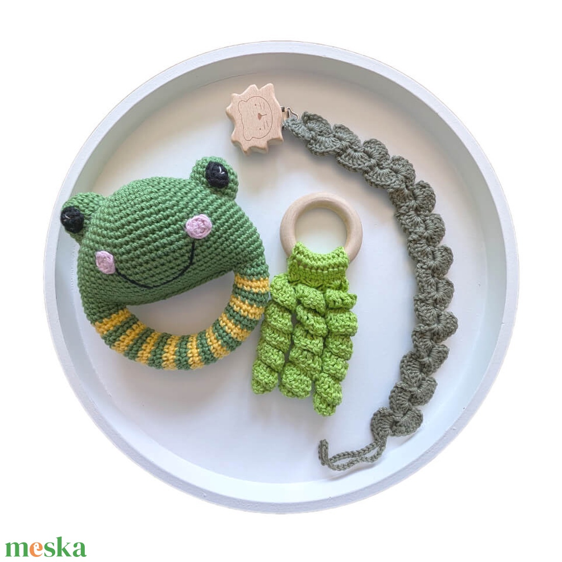 Baba szett � csörgő + rágóka + cumilánc - baba - mama - baba játékok - cumilánc - Meska.hu