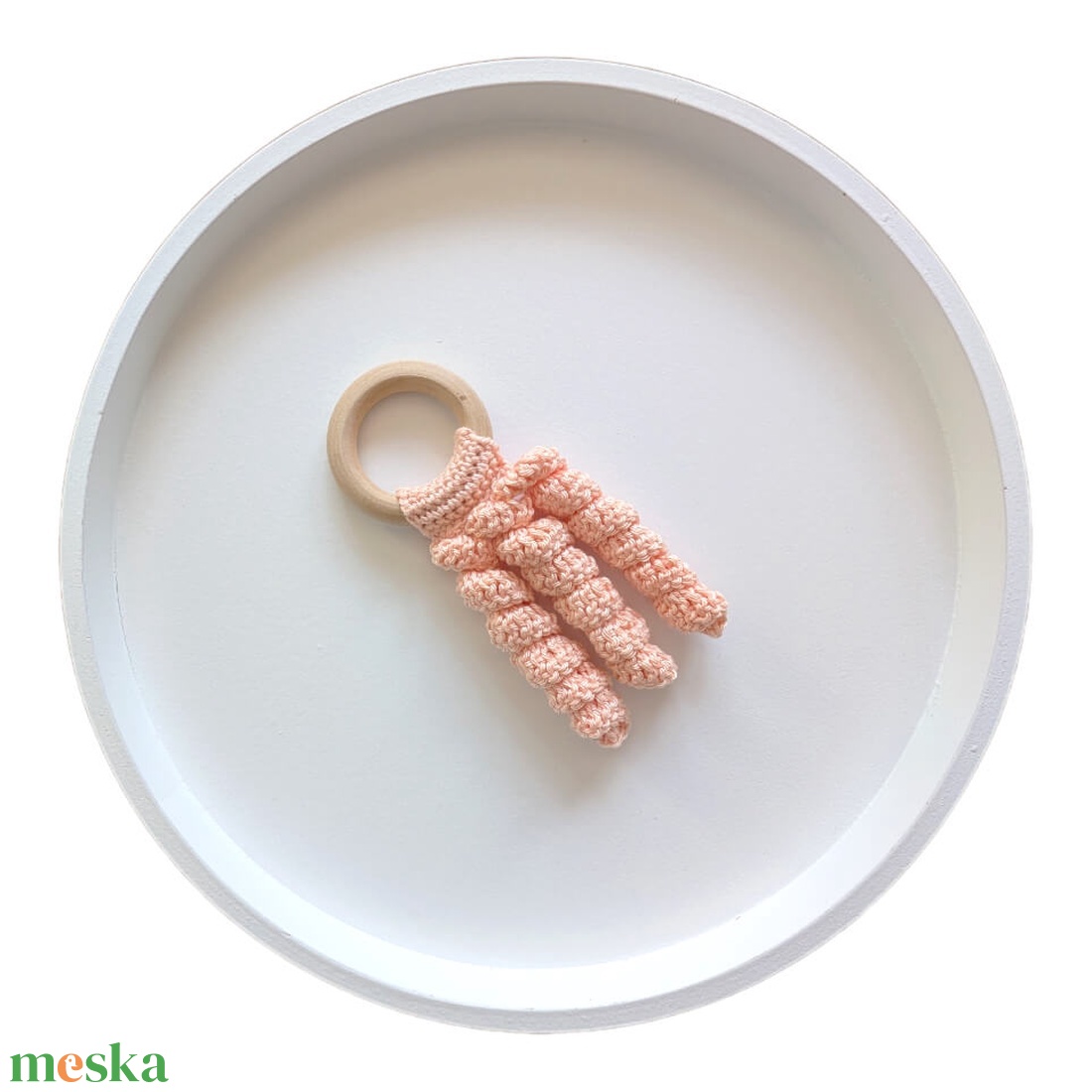 Horgolt baba szett rágóka + cumilánc - baba - mama - baba játékok - cumilánc - Meska.hu