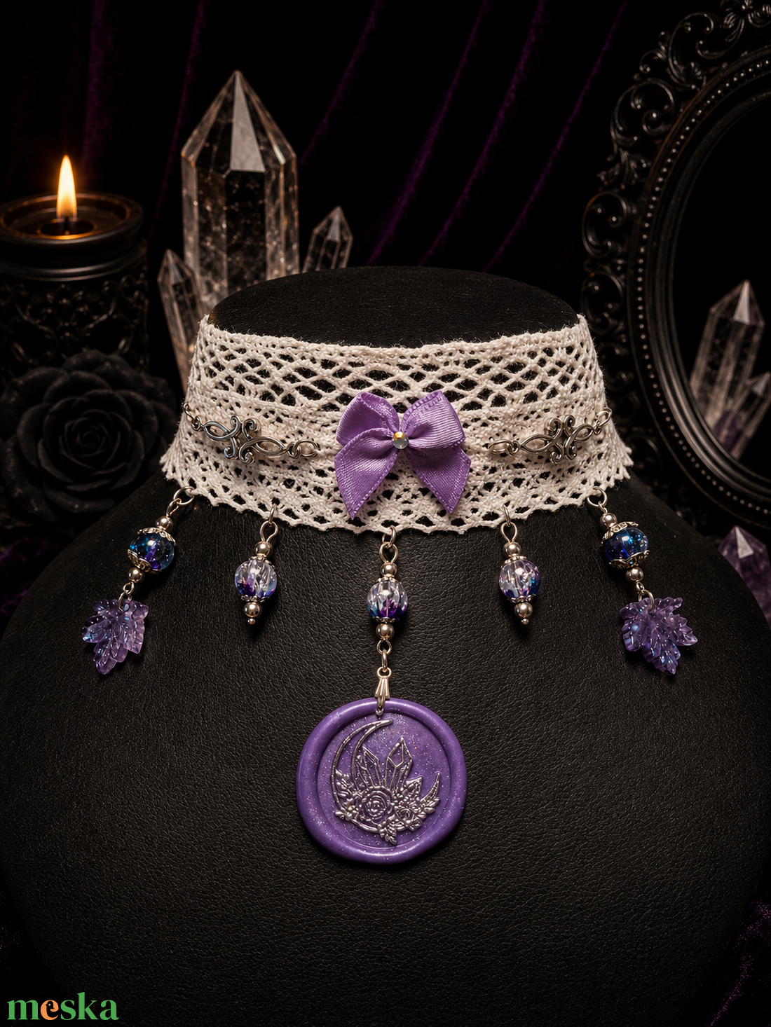 Levander csipke choker - ékszer - nyaklánc - nyakpánt, gallér - Meska.hu